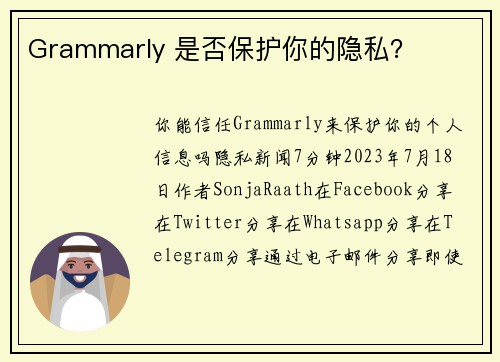 Grammarly 是否保护你的隐私？